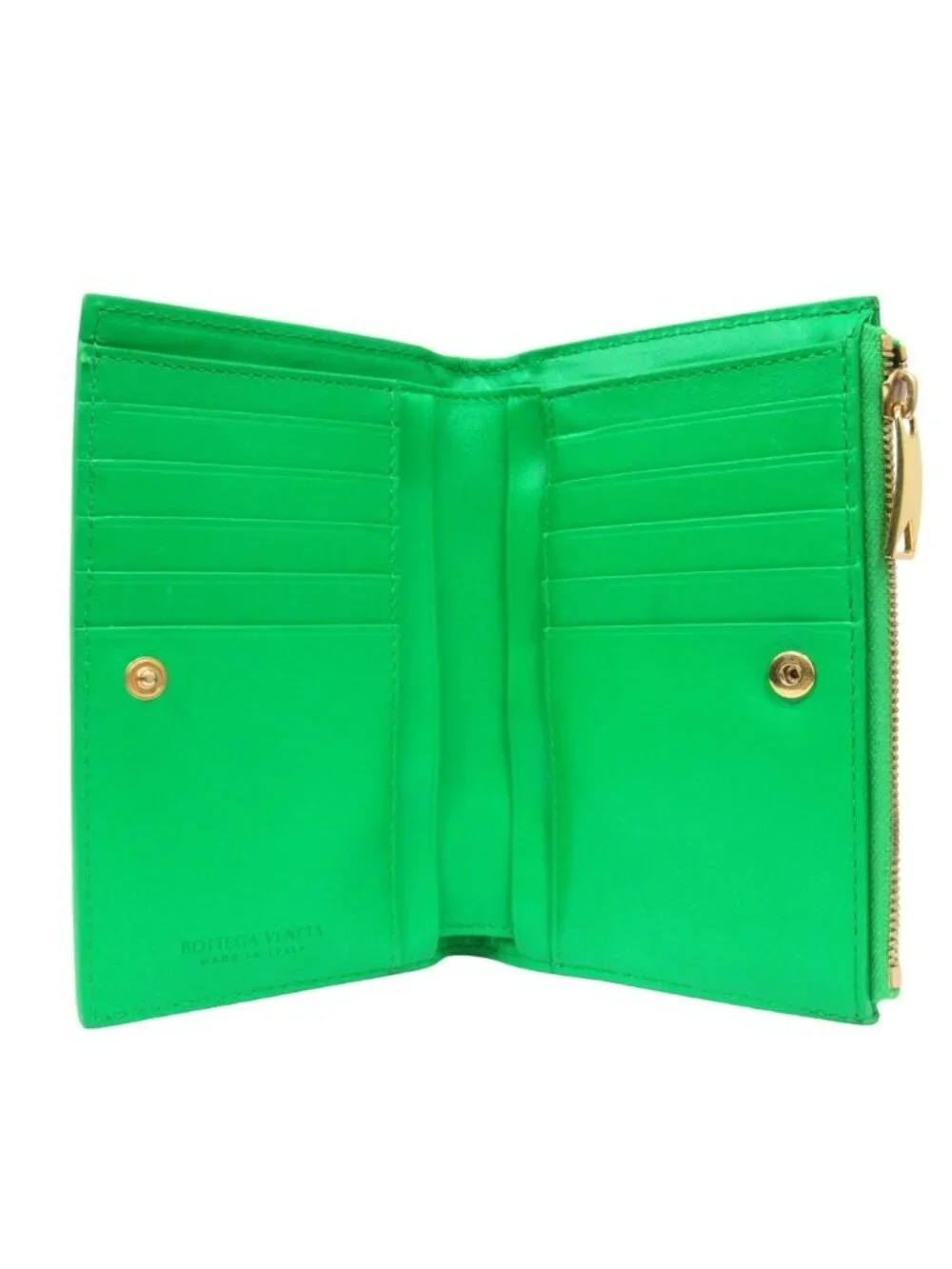 Bottega Veneta Lambskin Leather Intrecciato Wallet Bifold Paraquito Green
